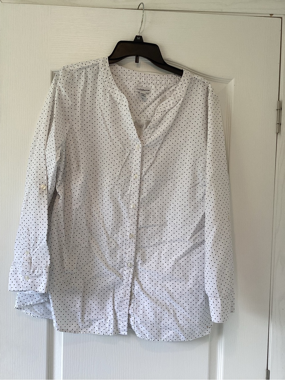 croft & barrow White Blouse with Black Polka Dots 1XL EUC